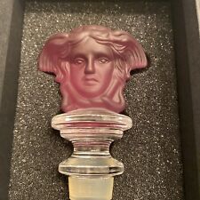 New Rosenthal VERSACE MEDUSA Frosted Crystal Bottle Stopper AMETHYST NIB Austria picture