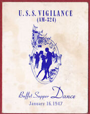 USS Vigilance (AM-324) Buffet Supper & Dance Card January 16, 1947 picture