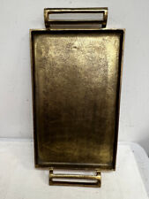 beautiful Pottery Barn rustic handcrafted metal aluminum gold serving tray 18x11 picture