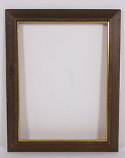 Weathered Grey Wood Gold Inset Vtg 19.25x18.25 Frame for 16x12 Painting Picture picture