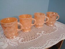 FOUR VINTAGE FIRE KING PEACH LUSTER KIMBERLY DIAMOND COFFEE MUGS picture
