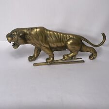 Vintage Brass Prowling Bengal Tiger Statue Figurine 12”x2