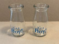 Pair of Miniature Milk Bottles It’s a Boy half-cup, 4 ounce picture