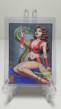 ACEO Original Art Sketch Card w/ Signed COA Sexy Pinup Lady Serpent Golden Age picture
