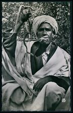 Ethnic arab North Africa snake charmer original c1930s photo postcard picture