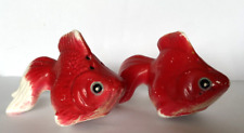 Vintage Red Veil Tailed Fiah Koi  Goldfish Salt And Pepper Shakers picture