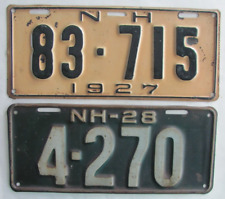 1927 & 1928 New Hampshire car license plates ORIGINAL picture