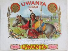 THE 1899 'UWANTA' Indian Chief Sample Cigar Box Label picture