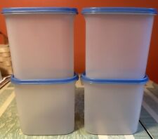 Vtg Tupperware Modular Mates Set 4 Storage Containers 1613 & 1616 Blue Lid VGC picture