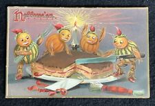 Halloween Tuck Postcard anthropomorphic Vegetable Pumpkins having a Cake Party picture