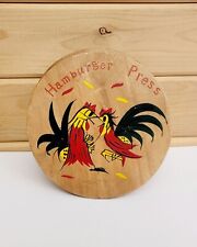 Antique 1950s Hamburger Press Roosters Fighting Design Wood Hand Painted picture