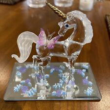 Collectable Glass Baron Unicorn Fairy Tales Mini Figurine Crystal Sculpture picture