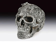  Skull Silver with Dragon Decor  Figurine Statue Skeleton Halloween picture