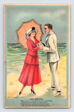 Postcard Valentine's Day Romance Sweethearts Beach 1920s Unposted Divided picture