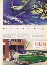 1940s Original PACKARD AUTOMOBILE Ad - WWII P-51 MUSTANG FIGHTER PLANE ART picture