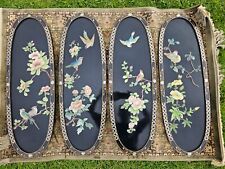 Set of 4 Chinese Black Lacquer Soapstone Wall Panels 12