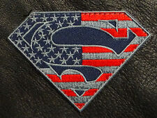 IRON ON SUPERMAN USA FLAG R/NAVY EMBROIDERED COMBAT TACTICAL IRON ON PATCH  picture