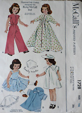 Vtg 1950s Betsy McCall 1728 Zippered Doll Dress Clothes SEWING PATTERN 14