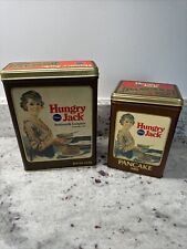 2 Vintage Pillsbury Hungry Jack Pancake Mix 32 oz Tin Canister 1984 Excellent picture