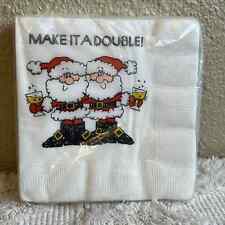 Vintage Christmas Make It A Double Santa Claus Napkins Beverage Package of 15 picture