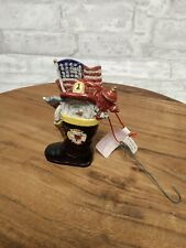 Kurt Adler Firefighter Boot Ornament Christmas Resin Patriotic Flag Tools picture