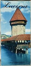 1950's Lucerne Switzerland vintage brouchure & map Chapel Bridge & Lake cover b picture