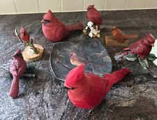 Cardinal Figurine Plate Lot 8 Items Christmas Bird Feathers Aviary Birding Decor picture