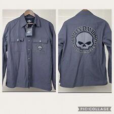 New Harley Davidson Lightweight Jacket, Embroidered Skull Gray Mens Size Medium picture