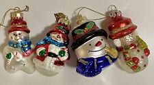 Blown Glass Snowman Christmas Ornaments Lot Of 4 picture