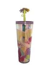 New Starbucks Summer 2024 Flower Field Straw Topper Venti 24 Oz Cold Cup Tumbler picture
