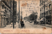 Original C. 1905 Washington Avenue Street Scene Scranton PA Postcard People  picture