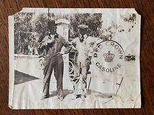 c 1920s men pose Red Crown Gas Sign Station Attendant Grease Monkey mechanic hat picture