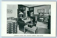 Cedar Rapids Iowa Postcard Librarian's Room Iowa Masonic Library Scene c1920's picture