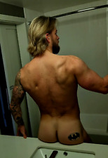 Shirtless Male Muscular Nude Long Haired Back View Hunk Man PHOTO 4X6 H624 picture