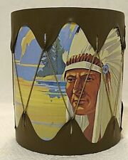 Vintage Rubber End Toy Drum Chief Canoe Teepees Western American Indian 7