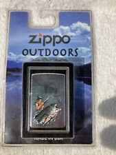 1997 ZIPPO FISHERMAN LARGE MOUTH BASS NEW VINTAGE CHROME LIGHTER RARE sealed USA picture