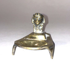 Vintage Brass Egyptian Sphinx Mini Ashtray Incense Burner Art Deco Pharaoh Head picture