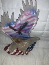 Vintage Proud & Free Spirit of America Patriotic Eagle American Flag Paperweight picture