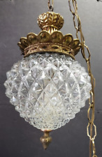 Vintage Mid-Century Carl Falkenstein Hanging Swag Lamp w/Faceted Glass 9