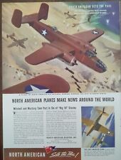 1943 North American B-25 Bomber and P-51 Mustang print ad WWll picture