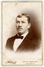 CIRCA 1880'S CABINET CARD Handsome Man Wearing Suit Bow Tie Schweig St. Louis MO picture