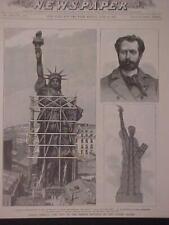 VINTAGE NEWSPAPER HEADLINES ~ FRANCE BUILD AMERICAN  NY  STATUE OF LIBERTY  1885 picture