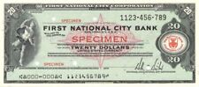 First National City Bank - $20 - American Bank Note Company Specimen Checks - Am picture