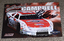 Brian Campbell Signed Late Model Postcard Hero Card NASCAR Auto COA x picture