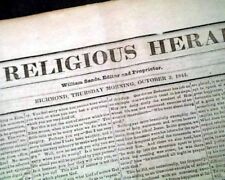Rare ANTEBELLUM Pre Confederate Capital RICHMOND VA Virginia 1844 Old Newspaper picture