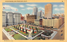 D2263 Union Square, San Francisco, CA - 1943 Teich Linen Postcard No. 3B-H1034 picture