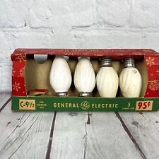 4 Vintage GE C-9 1/2 Flame Swirl Bulbs In White USA Original Box picture