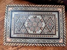 Moroccan Inlaid Mother Of Pearl, Wood Mosaic Trinket/Jewelry Box picture