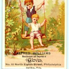c1880s Philadelphia PA Alfred Williams Gloves Manufacturer Trade Card Graf C10 picture