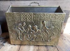 Vintage Brass Embossed Hammered Magazine Rack (Made in England) 1930'S picture